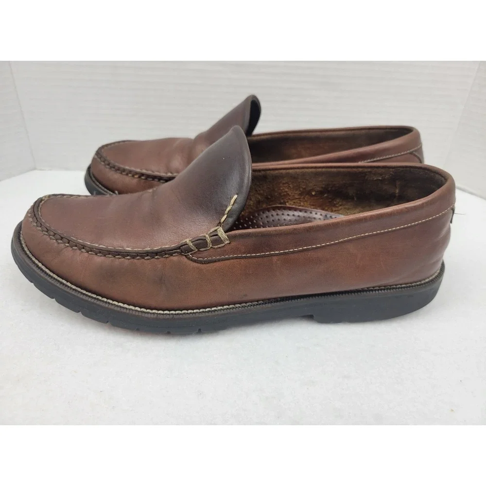 Cole Haan Country Round Toe Slip On Brown Leather Loafers Mens Size 10.5 **READ*